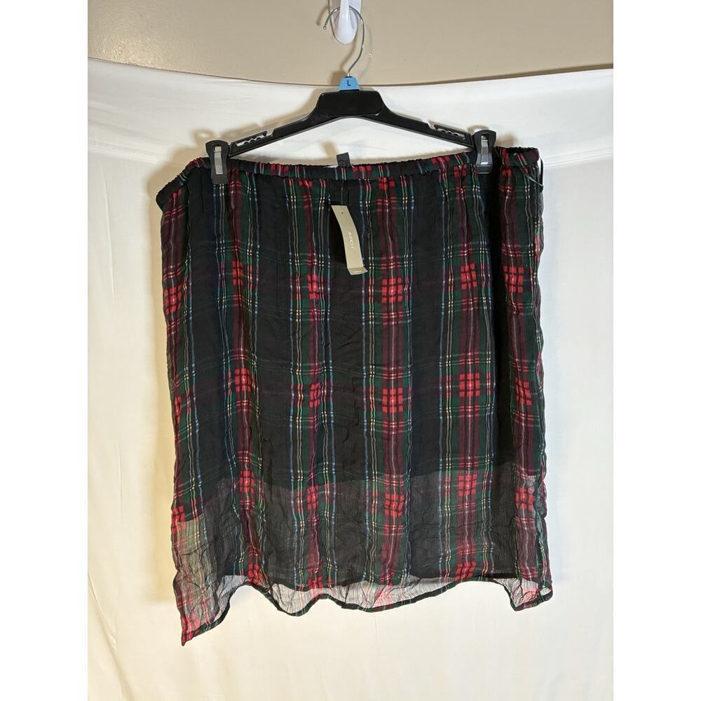 J Crew Gwen Tartan Crinkle Chiffon Skirt XXL NWT Red Green Plaid Holiday CH410